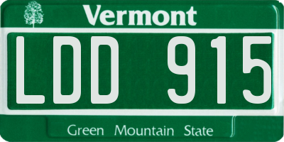 VT license plate LDD915