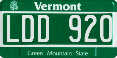VT license plate LDD920