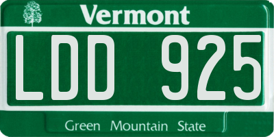 VT license plate LDD925