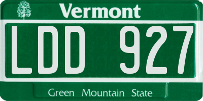VT license plate LDD927