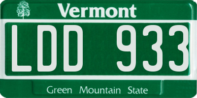 VT license plate LDD933