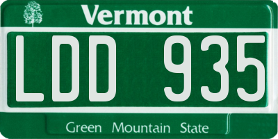 VT license plate LDD935