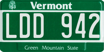 VT license plate LDD942