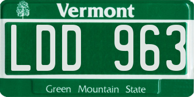 VT license plate LDD963
