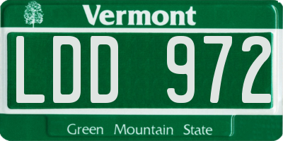 VT license plate LDD972