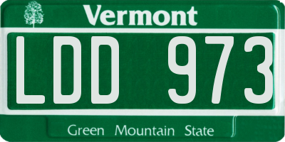 VT license plate LDD973