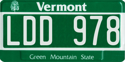 VT license plate LDD978