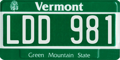 VT license plate LDD981