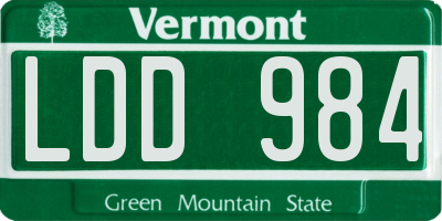 VT license plate LDD984