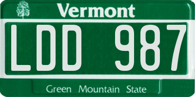 VT license plate LDD987