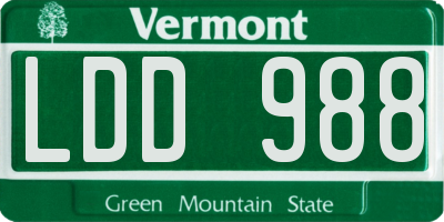 VT license plate LDD988