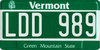 VT license plate LDD989