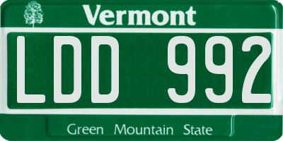 VT license plate LDD992