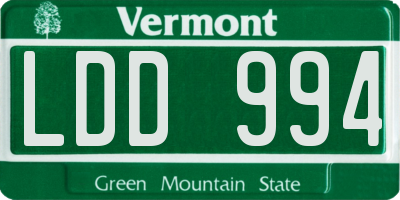 VT license plate LDD994