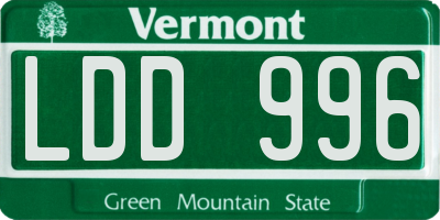 VT license plate LDD996