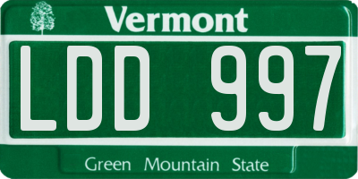 VT license plate LDD997