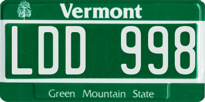 VT license plate LDD998