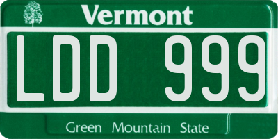 VT license plate LDD999