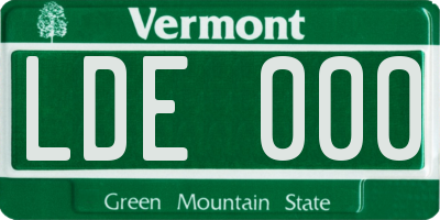 VT license plate LDE000