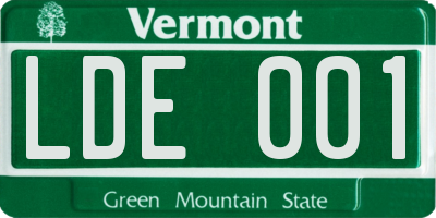 VT license plate LDE001