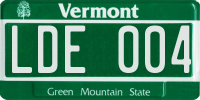 VT license plate LDE004