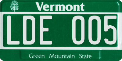 VT license plate LDE005