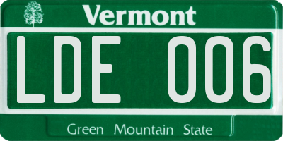 VT license plate LDE006