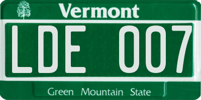 VT license plate LDE007