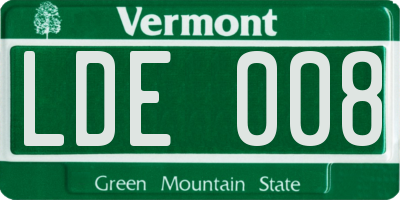 VT license plate LDE008