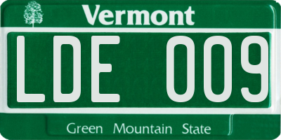 VT license plate LDE009