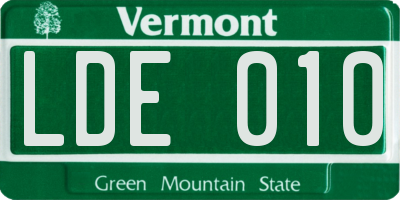 VT license plate LDE010