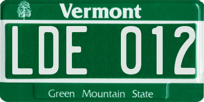 VT license plate LDE012