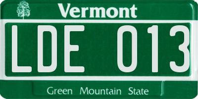 VT license plate LDE013