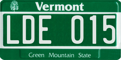 VT license plate LDE015