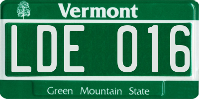 VT license plate LDE016