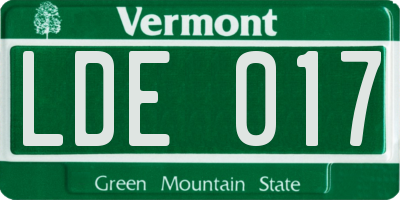 VT license plate LDE017
