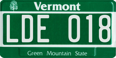VT license plate LDE018