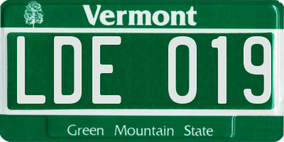 VT license plate LDE019