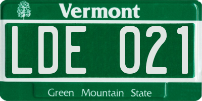 VT license plate LDE021
