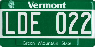 VT license plate LDE022