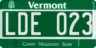 VT license plate LDE023