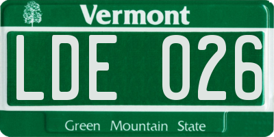 VT license plate LDE026