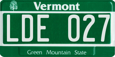 VT license plate LDE027