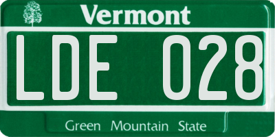 VT license plate LDE028