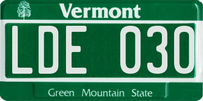 VT license plate LDE030