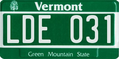 VT license plate LDE031