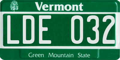 VT license plate LDE032