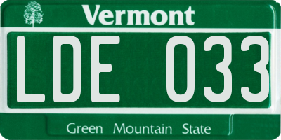 VT license plate LDE033