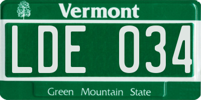 VT license plate LDE034