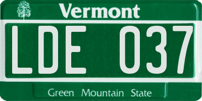 VT license plate LDE037